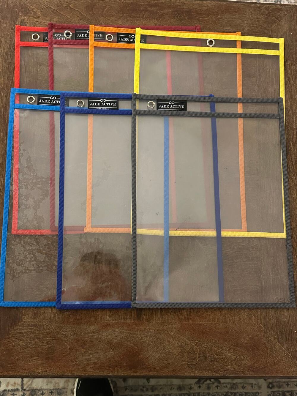 Dry Erase Pockets – Mixed Colors – Used – Reusable Classroom Sleeves (Set of 7)